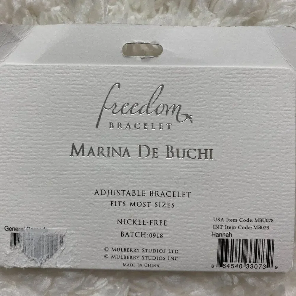 Hannah Freedom Bracelet Marina de Buchi Gold NEW Name Freedom Bracelet